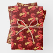 Chinesische Goldene Drachen Neujahr Luxus oriental Geschenkpapier Set (Beispiel)