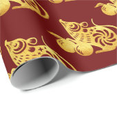 Chinesische Goldkarpfen mit Früchten 2 Neujahr W Geschenkpapier (Rolleneckpunkt)