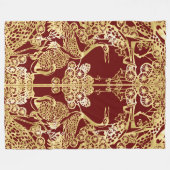 Chinesische Goldkrane über Rot Fleecedecke (Vorderseite (Horizontal))