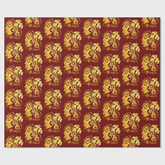 Chinesische Goldpapierschneide Rattenrat mit Traub Geschenkpapier (Flach)