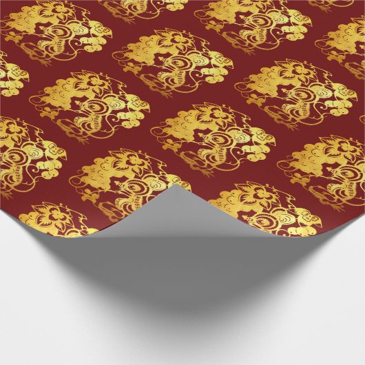 Chinesische Goldpapierschneide Rattenrat mit Traub Geschenkpapier (Ecke)