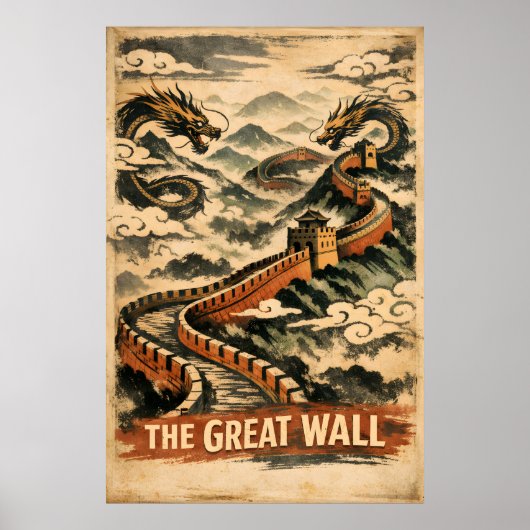 Chinesische Große Mauer Vintage-Reise Poster (Vorne)