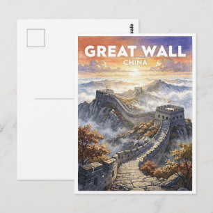 Chinesische Große Mauer Vintage-Reise Postkarte