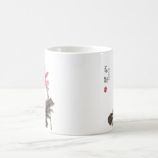 Chinesische Hand bemalt Aquarell Floral Lotus Coff Kaffeetasse (Mittel)