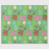 Chinesische Hieroglyphe, glücklich, Reichtum bunt Geschenkpapier (Flach)