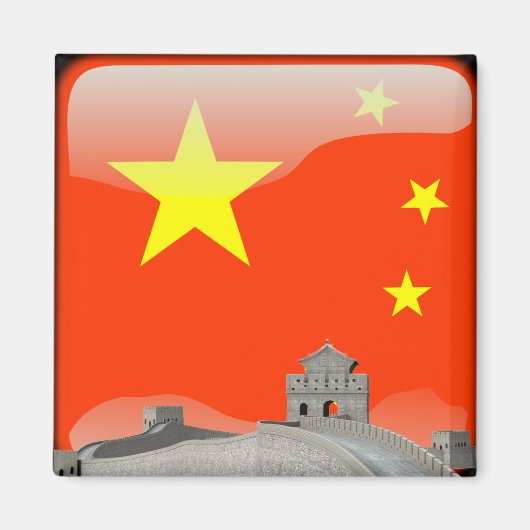 Chinesische Hochglanzflagge Magnet (Vorne)