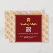 Chinesische Hochzeit auspicious peranakan QR-Code Begleitkarte (Vorne/Hinten)