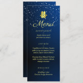 Chinesische Hochzeit blaue Schneeflocken Sternenna Menükarte (Vorne/Hinten)