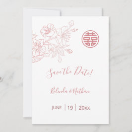 Chinesische Hochzeit Blush Pink Bloral Save The Date