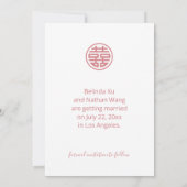 Chinesische Hochzeit Blush Pink Bloral Save The Date (Rückseite)