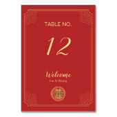 Chinesische Hochzeit des eleganten Red Double Happ Tischnummer (Vorderseite)