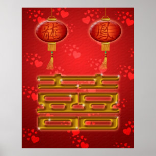 Chinesische Hochzeit-Doppelglückspenster Poster