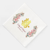 Chinesische Hochzeit doppeltes Glück Blumenklasse Serviette (Ecke)