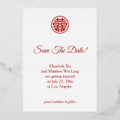 Chinesische Hochzeit doppeltes Glück Cherry Blosso Folieneinladung (Rückseite)