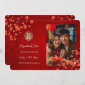 Chinesische Hochzeit doppeltes Glück Cherry Blosso Save The Date (Vorne/Hinten)