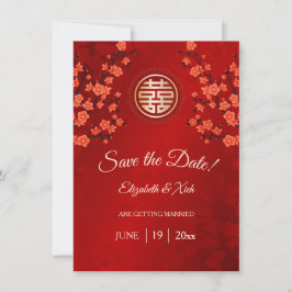 Chinesische Hochzeit doppeltes Glück Cherry Blosso Save The Date