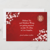 Chinesische Hochzeit doppeltes Glück Cherry Blosso Save The Date (Rückseite)