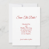 Chinesische Hochzeit doppeltes Glück Cherry Blosso Save The Date (Rückseite)