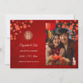 Chinesische Hochzeit doppeltes Glück Cherry Blosso Save The Date (Vorderseite)