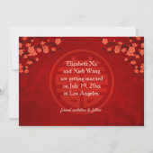 Chinesische Hochzeit doppeltes Glück Cherry Blosso Save The Date (Rückseite)