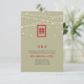 Chinesische Hochzeit doppeltes Glück Chic Fairy Li Einladung (Stehend Vorderseite)