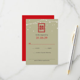 Chinesische Hochzeit doppeltes Glück Fairy Lights  RSVP Karte