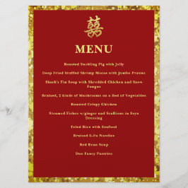 Chinesische Hochzeit doppeltes Glück Herz formale  Menükarte