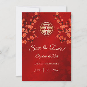 Chinesische Hochzeit Doppeltes Glück Kirschblüte  Save The Date