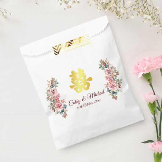 Chinesische Hochzeit doppeltes Glück rustikal Geschenktütchen (Versiegelt)