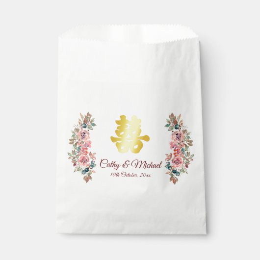 Chinesische Hochzeit doppeltes Glück rustikal Geschenktütchen (Vorderseite)