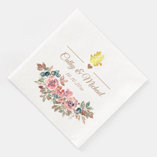 Chinesische Hochzeit elegante rustikale staubige r Serviette (Ecke)