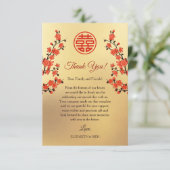 Chinesische Hochzeit Gold Red Dankeskarte (Stehend Vorderseite)