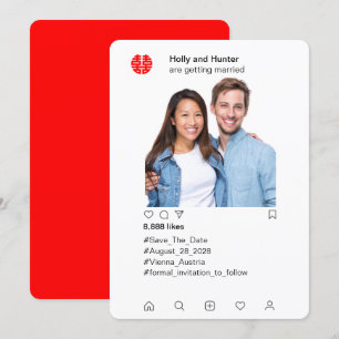 Chinesische Hochzeit im Instagram-Stil - Save the  Einladung