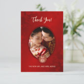 Chinesische Hochzeit im modernen Foto Dankeskarte (Stehend Vorderseite)