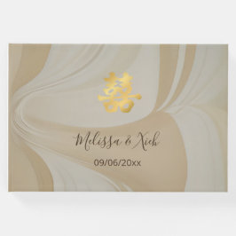 Chinesische Hochzeit in Beige Abstrakt Art Gästebuch