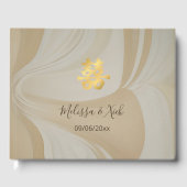 Chinesische Hochzeit in Beige Abstrakt Art Gästebuch (Vorderseite)