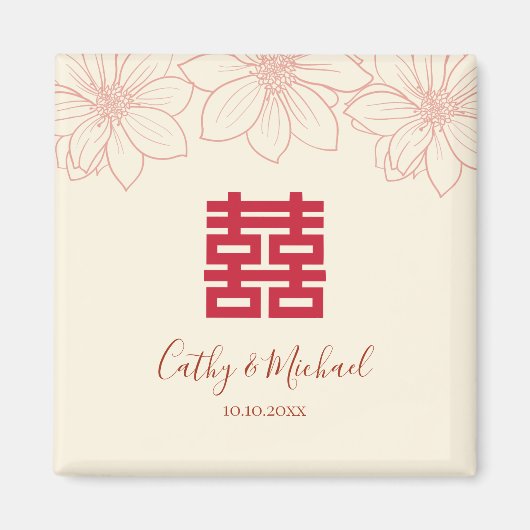 Chinesische Hochzeit in beige und roter Farbe Magnet (Vorne)