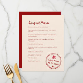 Chinesische Hochzeit in Rosa Briefmarke Menükarte