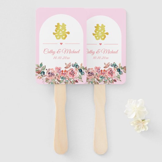 Chinesische Hochzeit in Rosa Fächer (Vorne und Hinten)