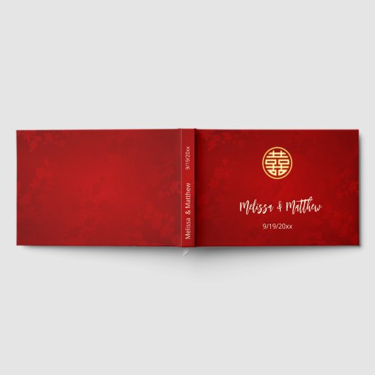 Chinesische Hochzeit in schimmernder Form Gästebuch (Voll)
