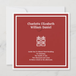 Chinesische Hochzeit mit doppeltem Glück Einladung