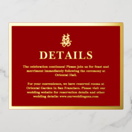 Chinesische Hochzeit mit doppeltem Glück Einzelhei Folien Feiertagspostkarte