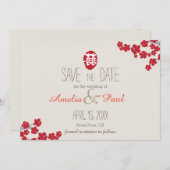 Chinesische Hochzeit mit doppeltem Glück - Save th Save The Date (Vorne/Hinten)