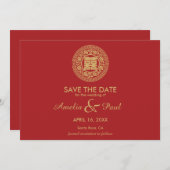 Chinesische Hochzeit mit doppeltem Glück - Save th Save The Date (Vorne/Hinten)