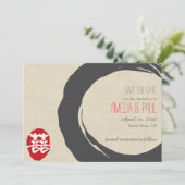 Chinesische Hochzeit mit doppeltem Glück - Save th The Date (Stehend Vorderseite)