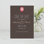 Chinesische Hochzeit mit doppeltem Glück - Save th The Date (Stehend Vorderseite)