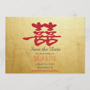 Chinesische Hochzeit mit doppeltem Glück - Save th The Date