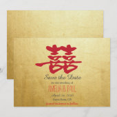 Chinesische Hochzeit mit doppeltem Glück - Save th The Date (Vorne/Hinten)