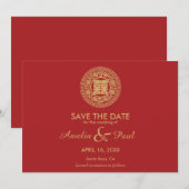 Chinesische Hochzeit mit doppeltem Glück - Save th The Date (Vorne/Hinten)