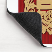 Chinesische Hochzeit mit doppeltem Glück und Blume Mousepad (Ecke)